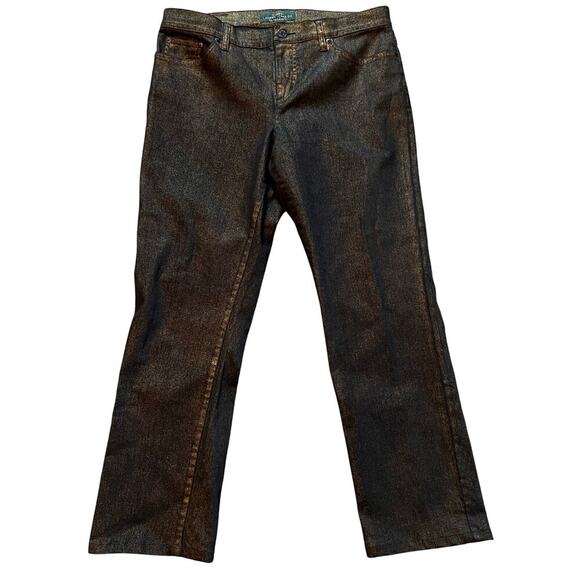 Lauren Ralph Lauren Metallic Gold Black Boot Cut Jean.  Size 10 - Picture 1 of 7